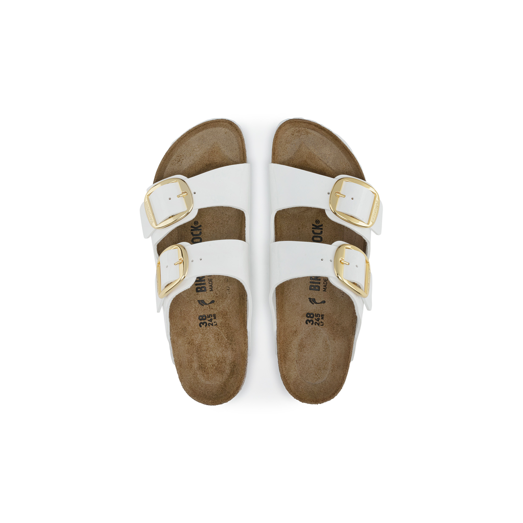 Birkenstock 1019818 Arizona Big Buckle Birko Flor White Patent Sandals