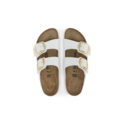 Birkenstock 1019818 Arizona Big Buckle Birko Flor White Patent Sandals