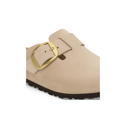 Birkenstock 1028052 Boston Big Buckle Nubuk Leather Sandcastle Clogs
