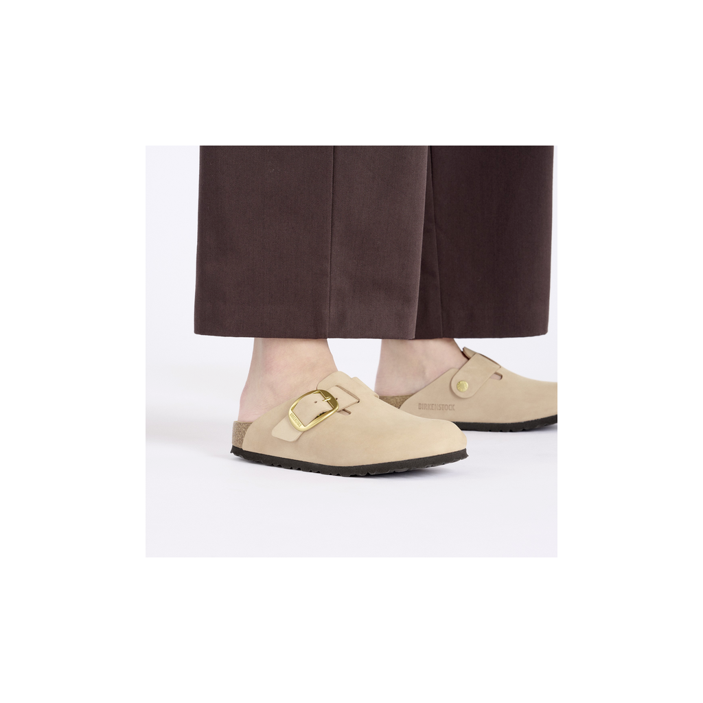 Birkenstock 1028052 Boston Big Buckle Nubuk Leather Sandcastle Clogs