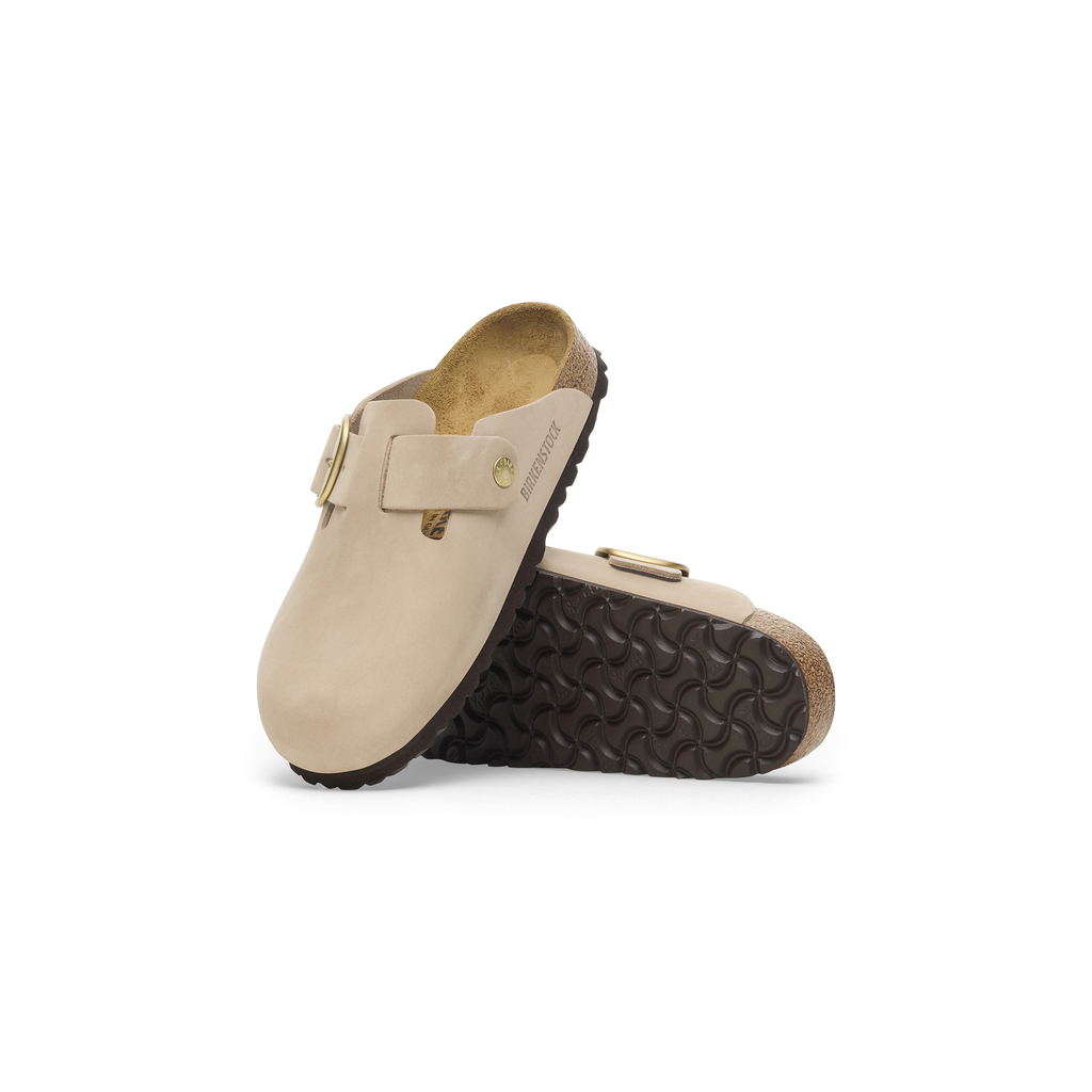 Birkenstock 1028052 Boston Big Buckle Nubuk Leather Sandcastle Clogs