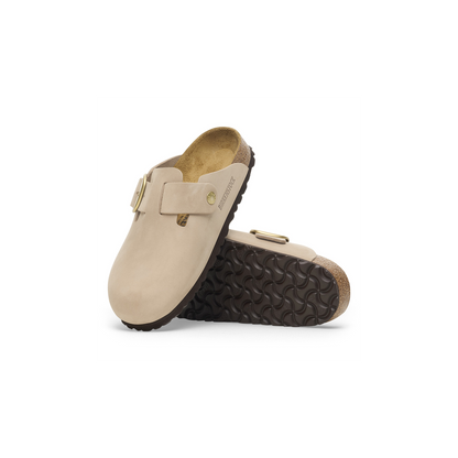 Birkenstock 1028052 Boston Big Buckle Nubuk Leather Sandcastle Clogs