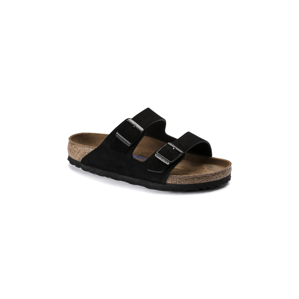 Birkenstock 951323 Arizona Black Soft Footbed Suede Leather Sandals