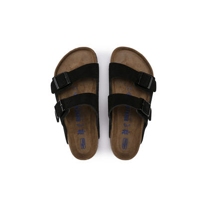 Birkenstock 951323 Arizona Black Soft Footbed Suede Leather Sandals