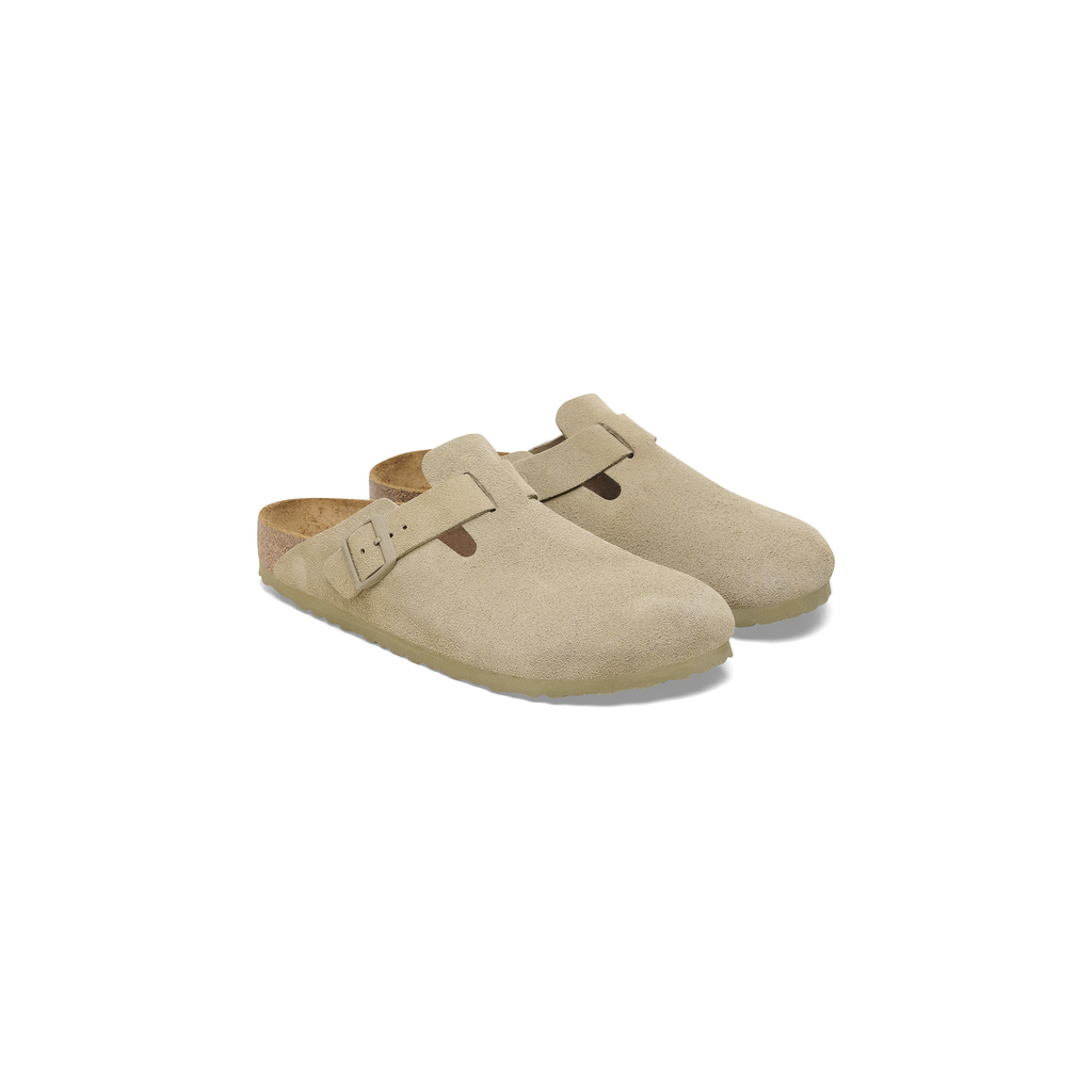 Birkenstock 1025844 Boston Suede Leather Faded Khaki Clogs