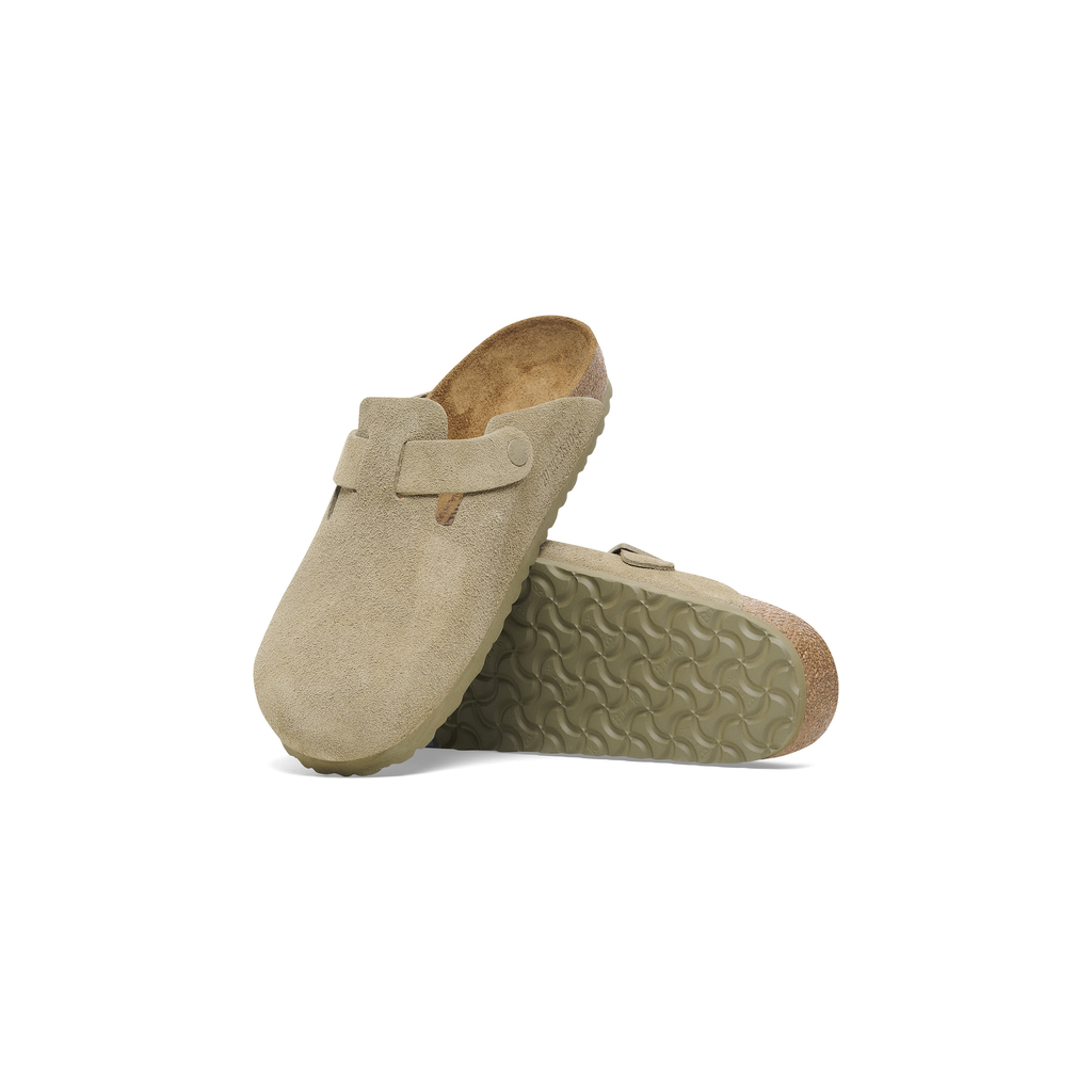 Birkenstock 1025844 Boston Suede Leather Faded Khaki Clogs