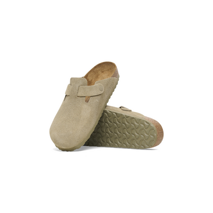 Birkenstock 1025844 Boston Suede Leather Faded Khaki Clogs