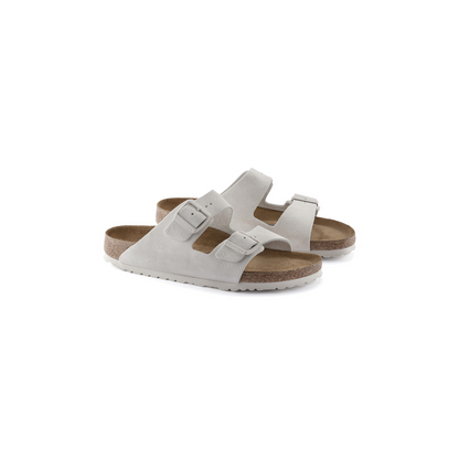 Birkenstock 1024516 Arizona Soft Footbed Suede Leather Antique White Sandals