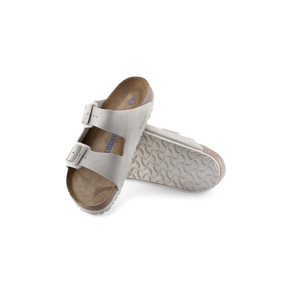 Birkenstock 1024516 Arizona Soft Footbed Suede Leather Antique White Sandals