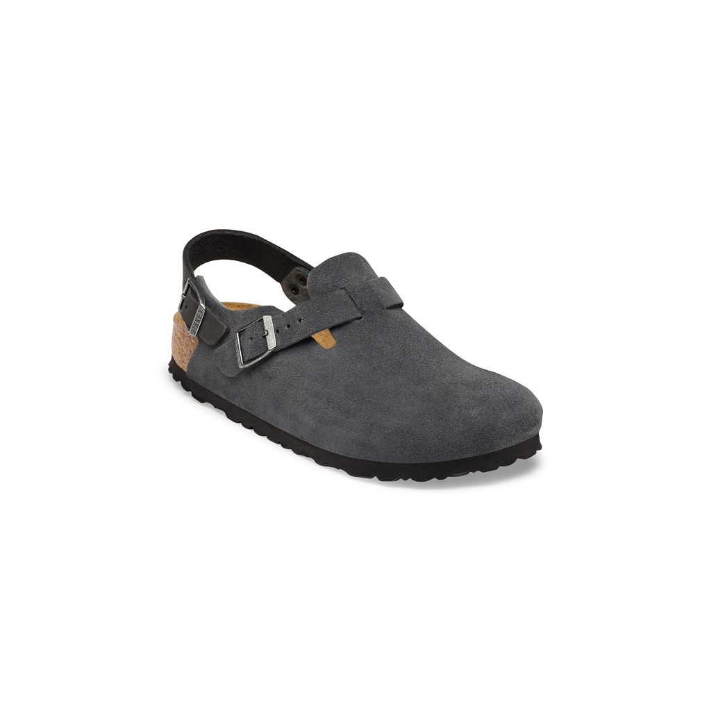 Birkenstock 1032421 Tokio Charcoal Leather Suede Clogs with Strap