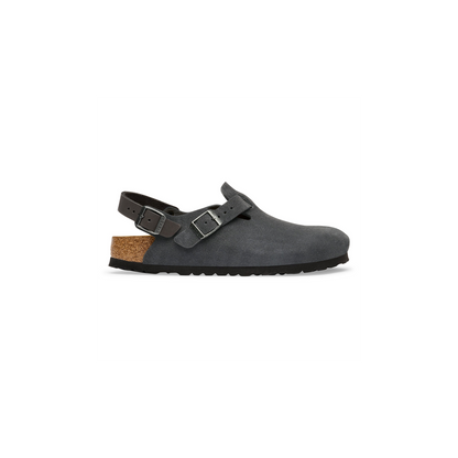 Birkenstock 1032421 Tokio Charcoal Leather Suede Clogs with Strap