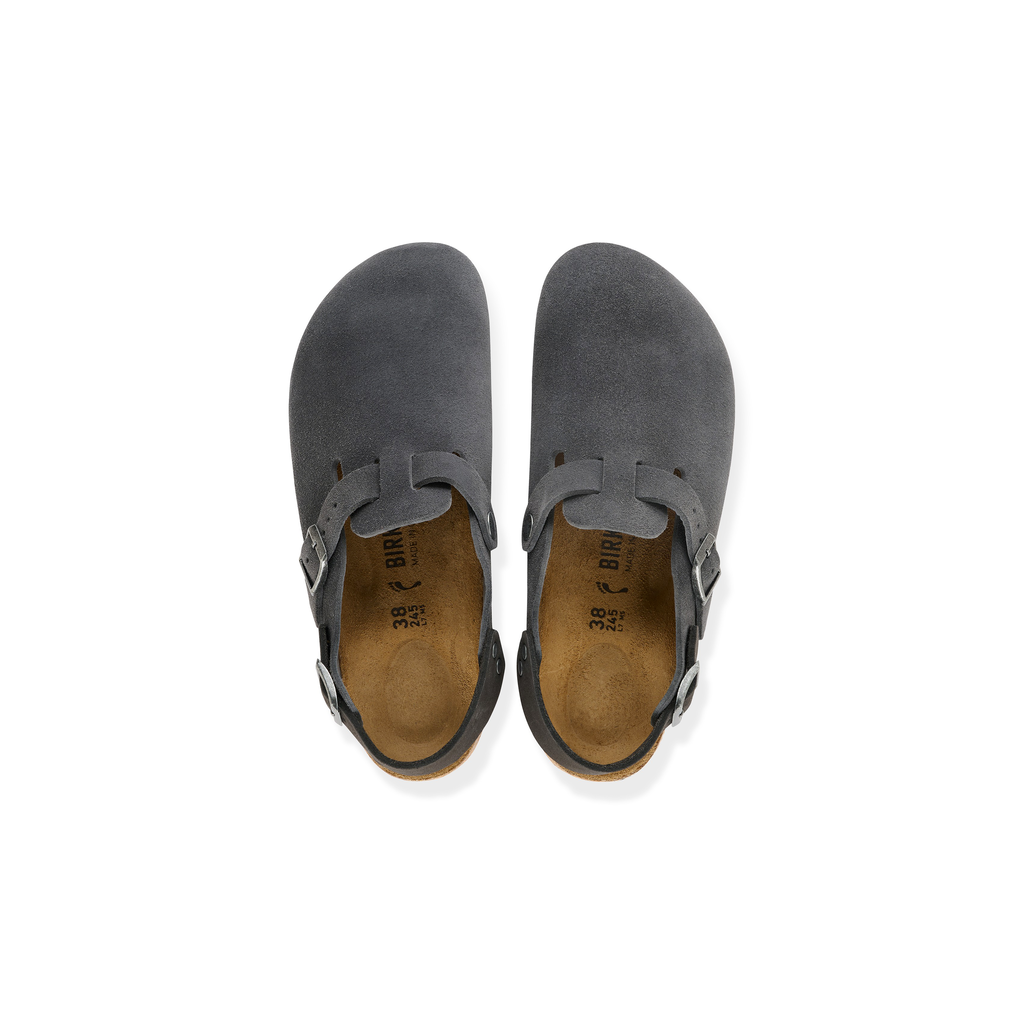 Birkenstock 1032421 Tokio Charcoal Leather Suede Clogs with Strap
