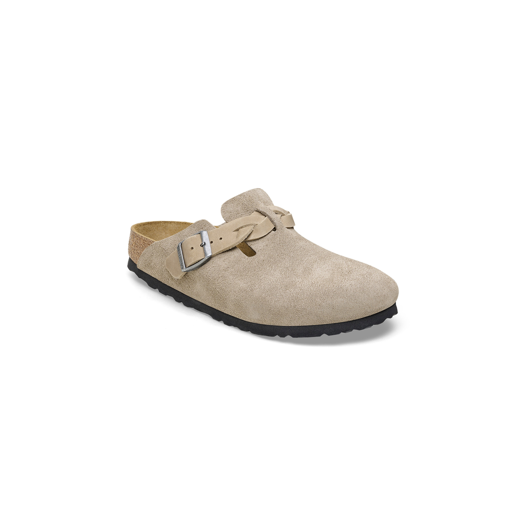 Birkenstock 1026694 Boston Braided Suede Leather Taupe Clogs
