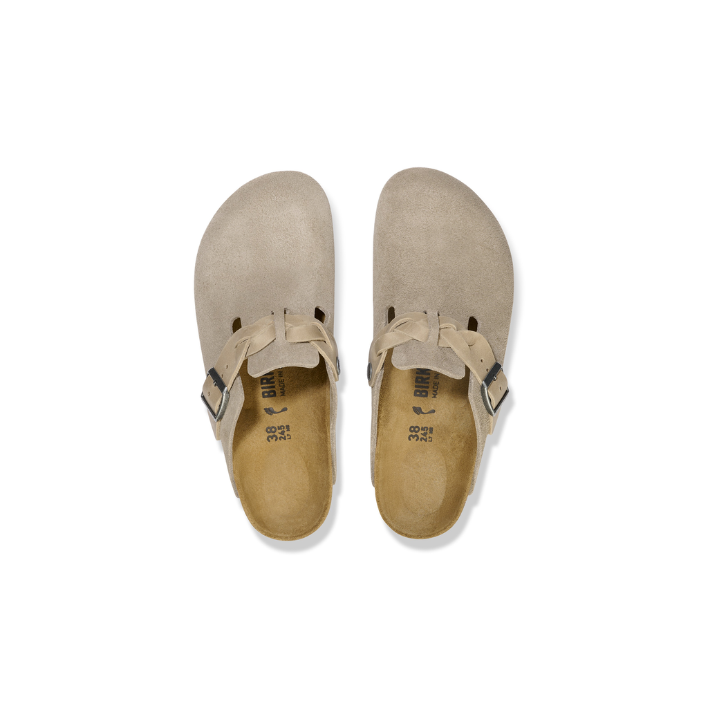 Birkenstock 1026694 Boston Braided Suede Leather Taupe Clogs