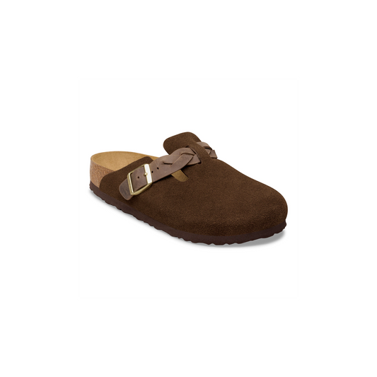 Birkenstock 1031716 Boston Braided Suede Leather Carafe Brown Clogs