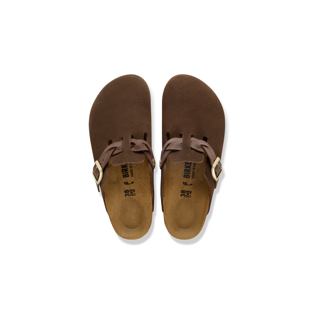 Birkenstock 1031716 Boston Braided Suede Leather Carafe Brown Clogs