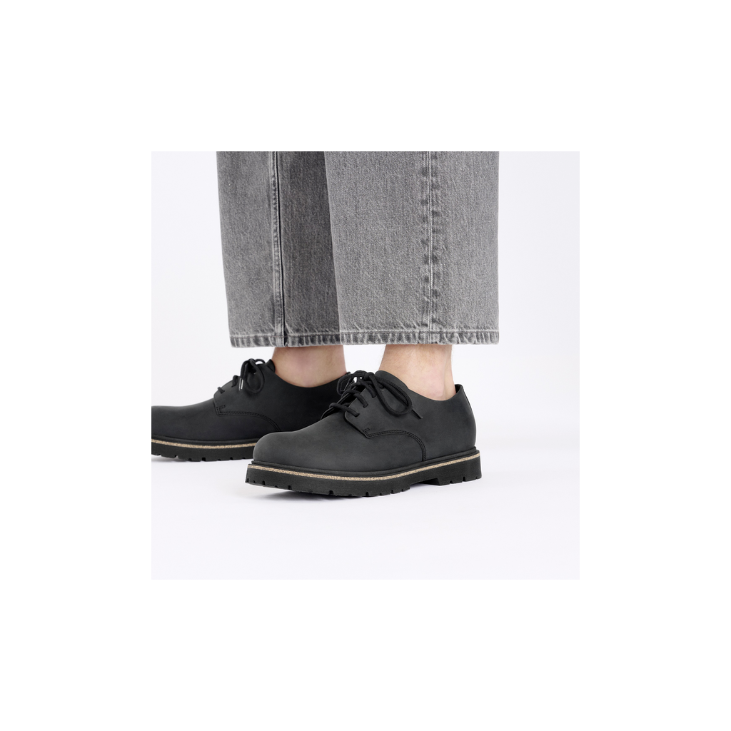 Birkenstock 1028173 Highwood Lace Low Natural Leather Oiled Black Shoes