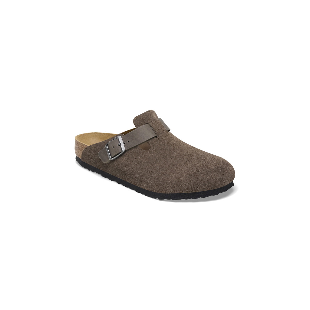 Birkenstock 1029210 Boston Mixed Leather Concrete Grey Clogs - Mens