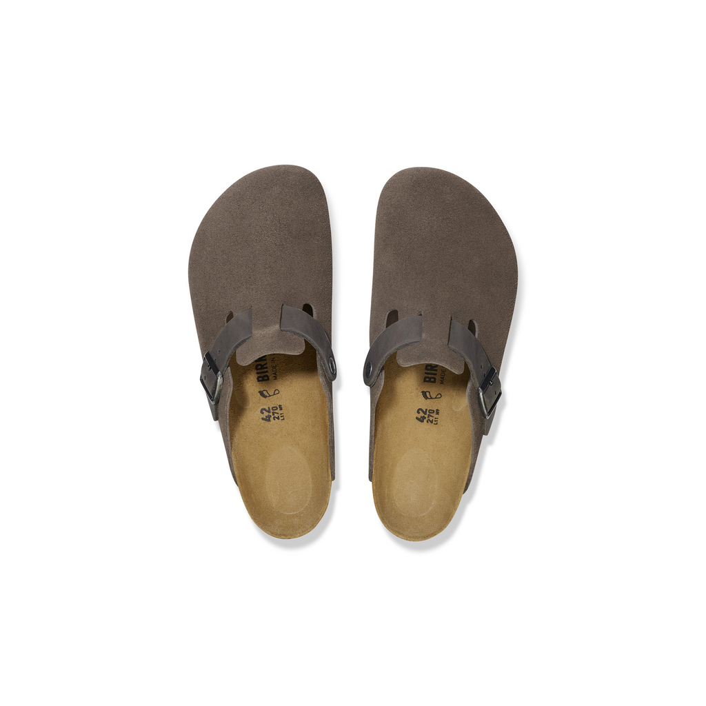 Birkenstock 1029210 Boston Mixed Leather Concrete Grey Clogs - Mens
