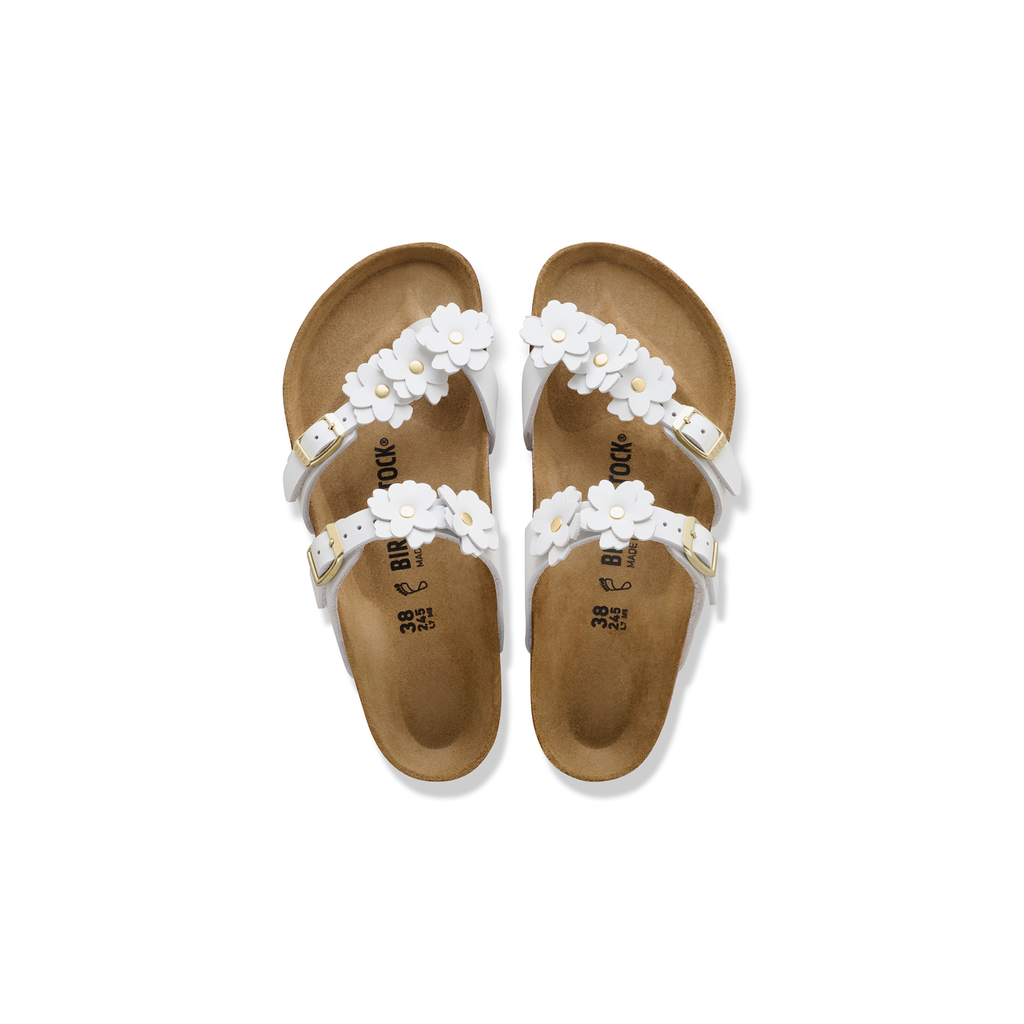 Birkenstock 1032043 Mayari White Flower Embellishment Natural Leather Sandals