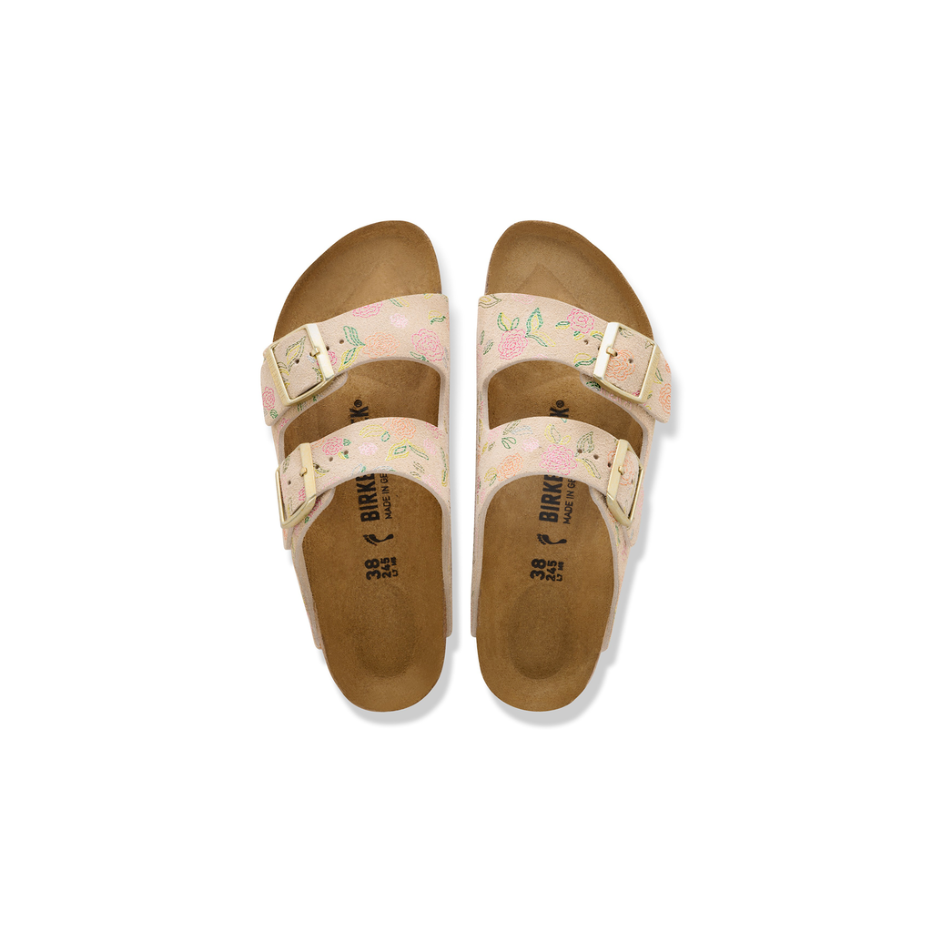 Birkenstock 1031736 Arizona Rivet Logo Sandcastle Flower Print Suede Leather Sandals