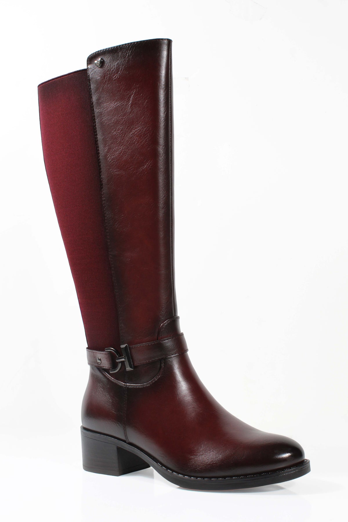 Susst Sammy26 Mulberry PU Ankle Strap Knee Boots