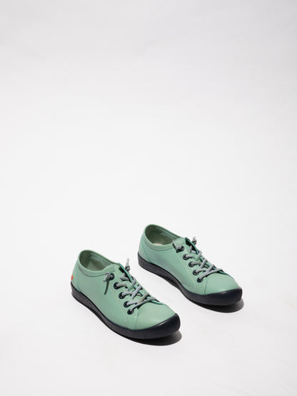 Softinos P900557083 ISLAII557SOF Smooth Leather Turquoise Sea Elastic Lace Shoes with Navy Sole