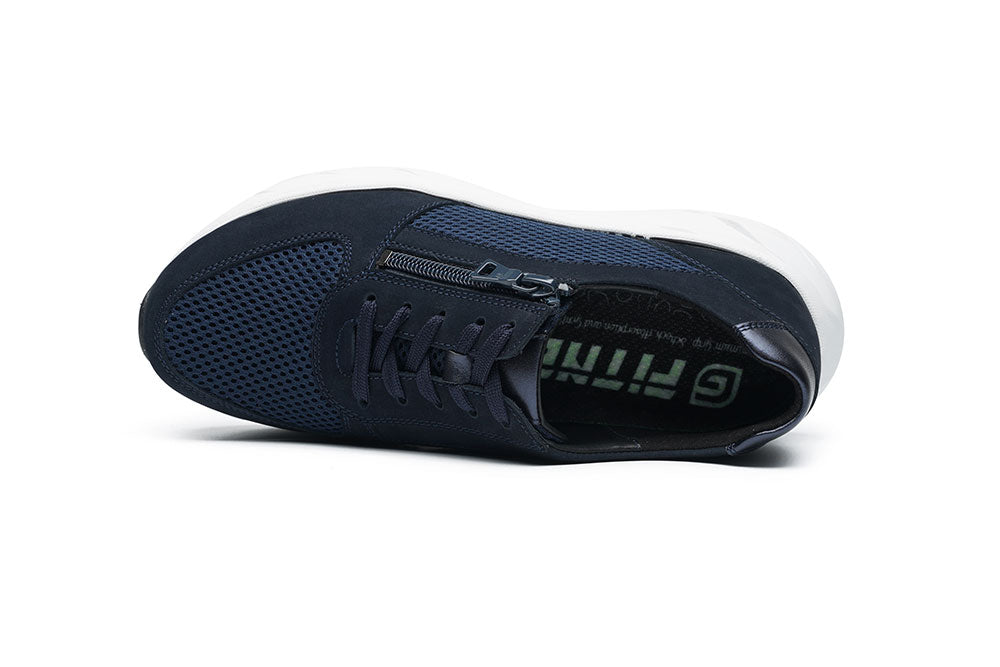 G Comfort SP-1561 L Navy Nubuck & Mesh Ultra Light Sneakers with Zip