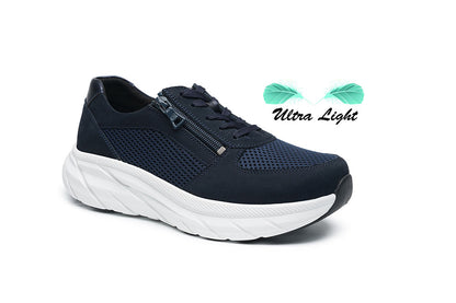 G Comfort SP-1561 L Navy Nubuck & Mesh Ultra Light Sneakers with Zip