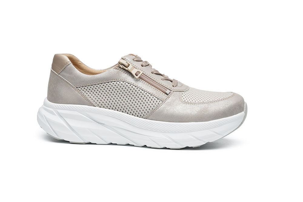 G Comfort SP-1561 T Taupe Metallic & Mesh Ultra Light Sneakers with Zip