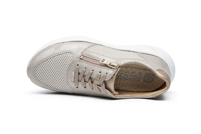 G Comfort SP-1561 T Taupe Metallic & Mesh Ultra Light Sneakers with Zip
