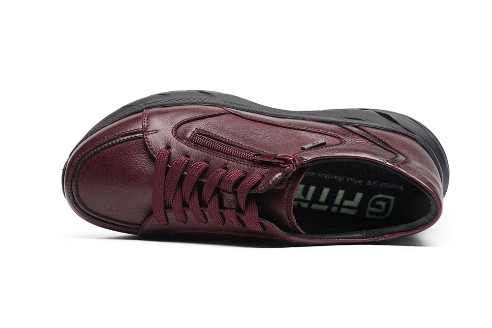 G Comfort SP-1562R Medoc Burgundy Softnappa Sneakers with Zip