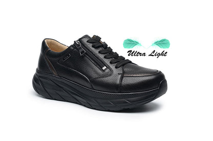 G Comfort SP-1562 S Black Softnappa Ultra Light Sneakers with Zip