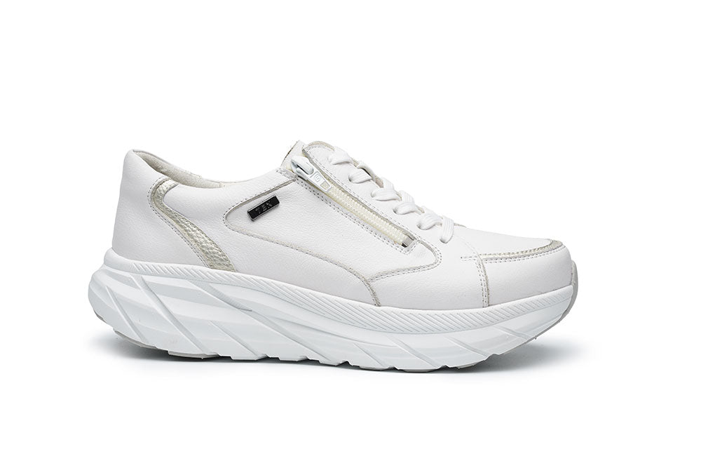 G Comfort SP-1562 W White Softnappa Ultra Light Sneakers with Zip