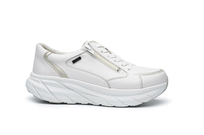 G Comfort SP-1562 W White Softnappa Ultra Light Sneakers with Zip