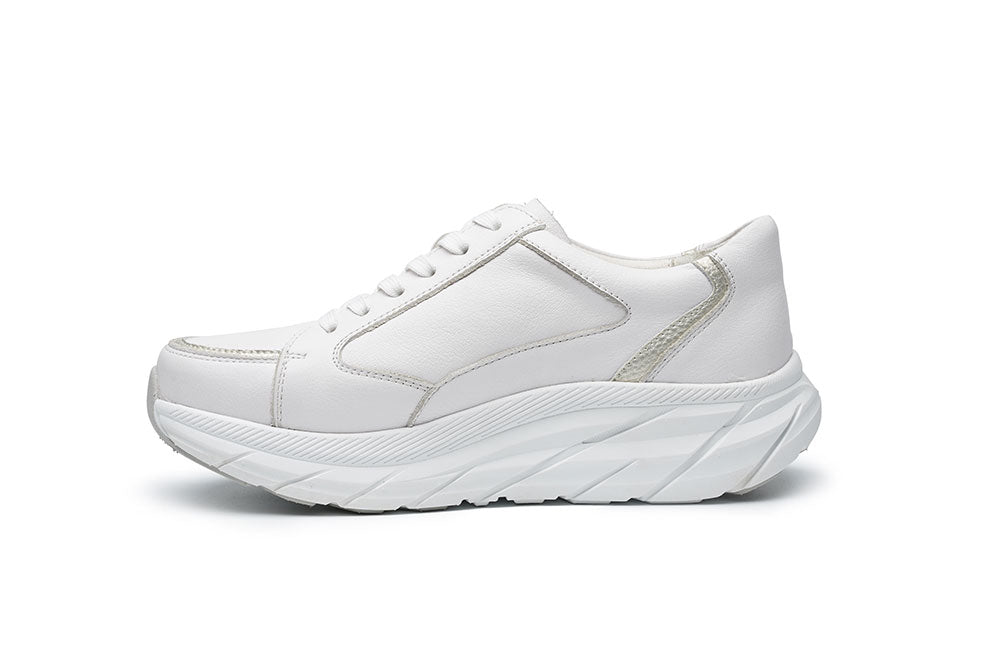 G Comfort SP-1562 W White Softnappa Ultra Light Sneakers with Zip