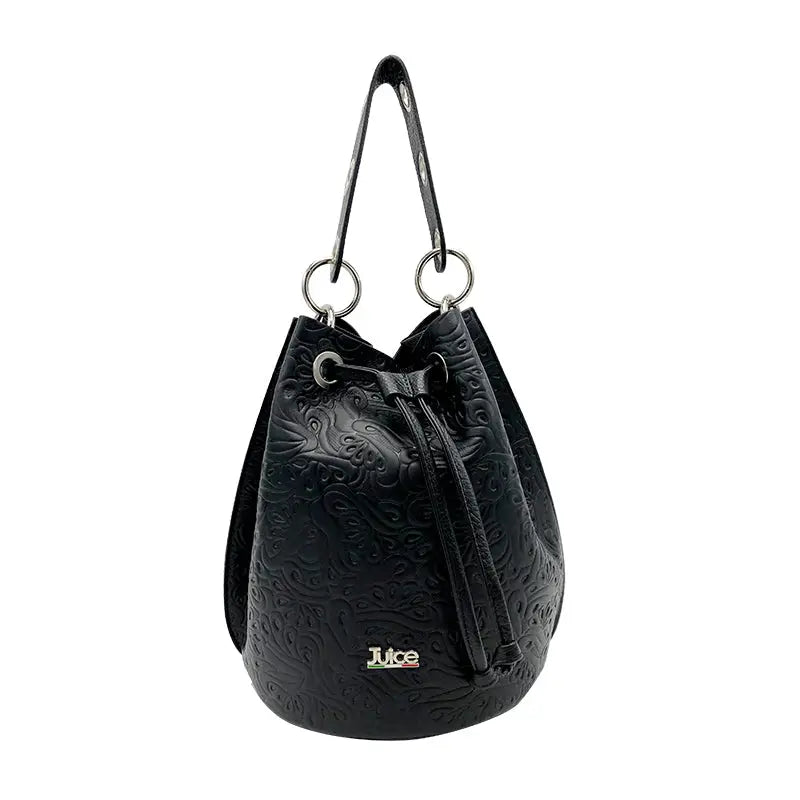 Suie Valentini srl 112163 Black Soft Embossed and Tumbled Leather Handbag