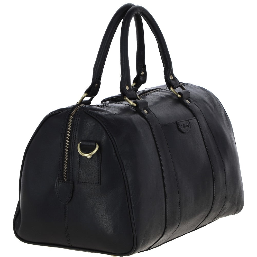 Ashwood Leather T-76 Black Leather Medium Holdall