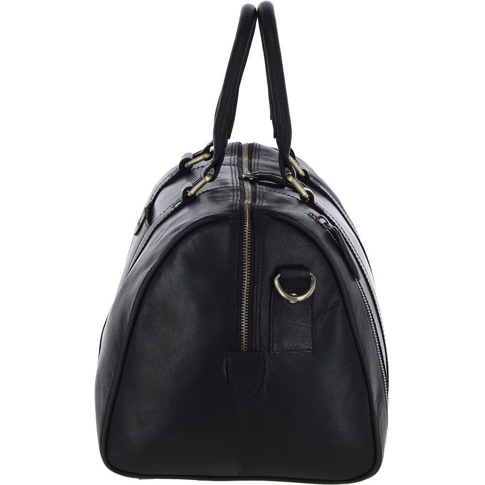 Ashwood Leather T-76 Black Leather Medium Holdall