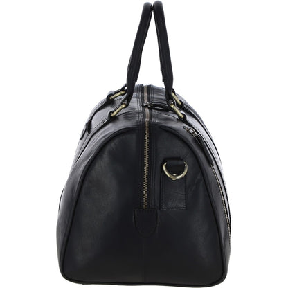 Ashwood Leather T-76 Black Leather Medium Holdall