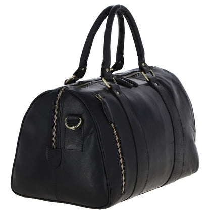 Ashwood Leather T-76 Black Leather Medium Holdall