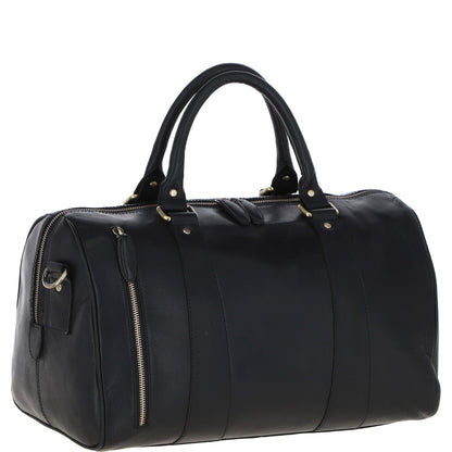 Ashwood Leather T-76 Black Leather Medium Holdall