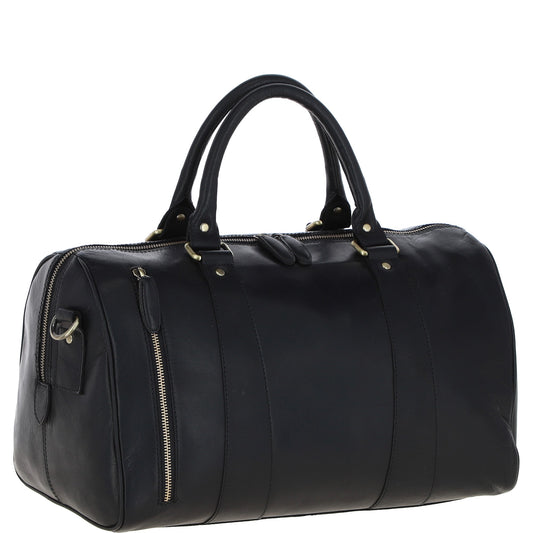 Ashwood Leather T-76 Black Leather Medium Holdall