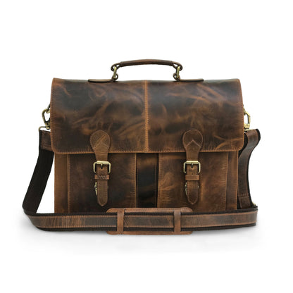TWM TWM09 Brown Leather Laptop Bag