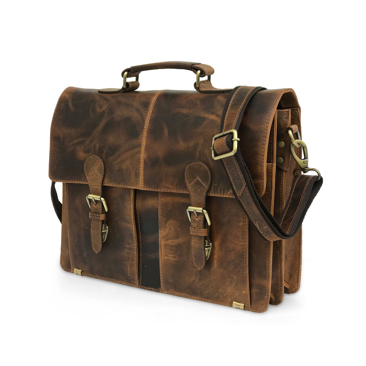 TWM TWM09 Brown Leather Laptop Bag