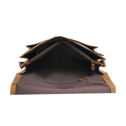 TWM TWM09 Brown Leather Laptop Bag