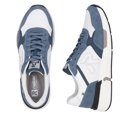 Rieker Soft U1400-81 Denim Blue & White Combi Lace Sneakers