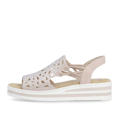 Rieker V0241-31 Pink Sparkle E 1/2 Fit Sandals with Slingback Strap