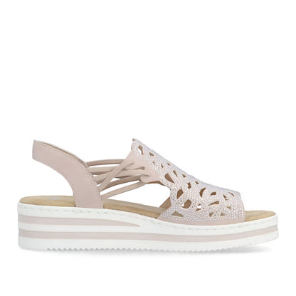 Rieker V0241-31 Pink Sparkle E 1/2 Fit Sandals with Slingback Strap