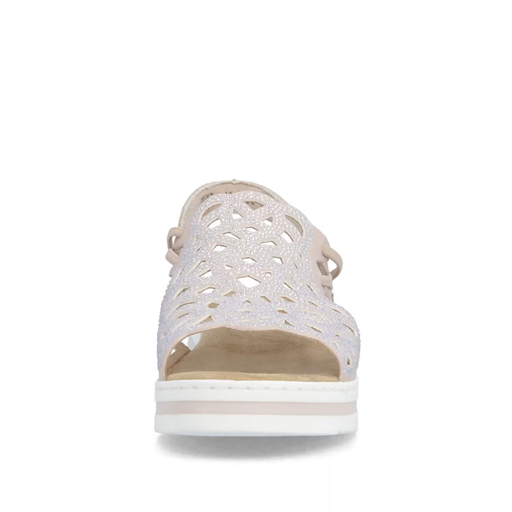 Rieker V0241-31 Pink Sparkle E 1/2 Fit Sandals with Slingback Strap